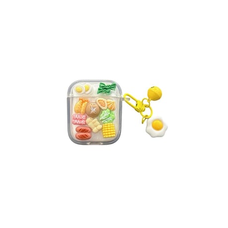 CUTECASE食べ物 Airpods 4ケース 玉子焼きキーチェーン付 Airpods3/Pro2ケース airpodspro2カバー 女子力UP 大人可愛い ギフトにおすすCM5248