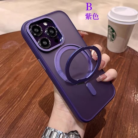CUTECASE360度回転スタンド iPhone15Pro/15ProMaxケース Magsafe対応 マット iPhone14/13/12proカバー 耐衝撃耐久性 半透明CM3755