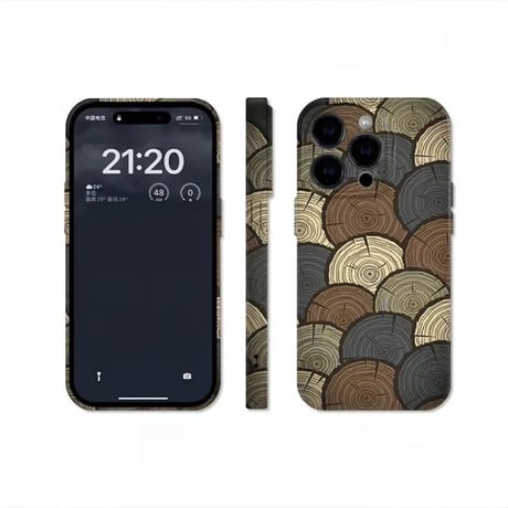 CUTECASE 3D木目、年輪デザインiphone16Promaxケース
