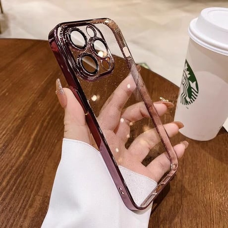 CUTECASEキラキラ iPhone16pro/15promaxケース おしゃれ透明 アイフォン14pro/13/promax/12カバー 黄ばまないメッキ カメラ保護 軽量丈夫CM3564