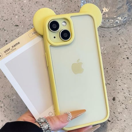 CUTECASE 可愛い耳付 iPhone17/16Proケース パステルカラー iPhone15plus/14pro/13カバー 淡色透明ケース 黄ばまない GIFT CM5538