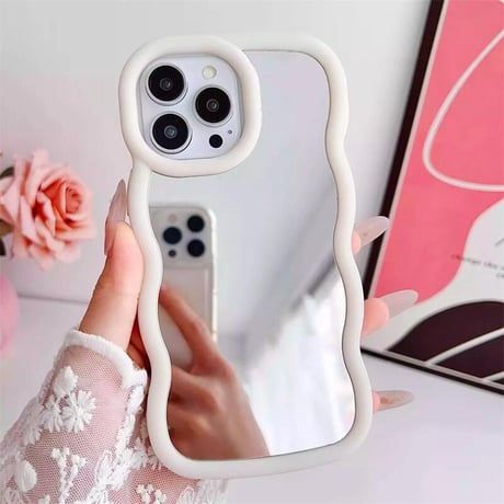 CUTECASE うねうねミラー iPhone16pro/15ケース 淡色系 iPhoneSE/14/13Promax/12/11カバー 使いやすい おしゃれCM5284