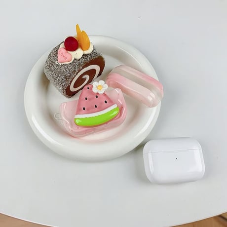 CUTECASE スイカ Airpods Pro3ケース キーホルダー付き Airpods 4/3カバーケース AirpodsPro2/1 かわいい 美味しいそう CM6487