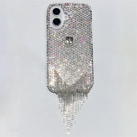 CUTECASEビジュー iPhone16/16Proケース ダイヤフリンジ iPhone15Pro/14/13proカバー 華やか キラキラ 豪華 高品質CM5096