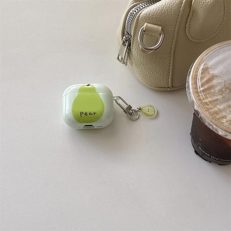 CUTECASE梨柄 Airpods4ケース Pear 韓国風 Airpods3/Pro2ケース airpodspro2カバー キーチェーン付 ギフトにおすすめCM5358