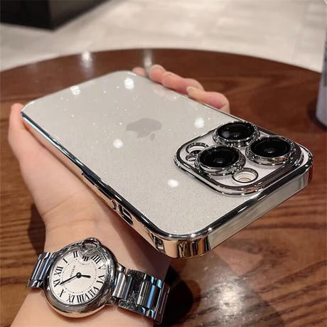 CUTECASEキラキラ iPhone16pro/15promaxケース おしゃれ透明 アイフォン14pro/13/promax/12カバー 黄ばまないメッキ カメラ保護 軽量丈夫CM3564