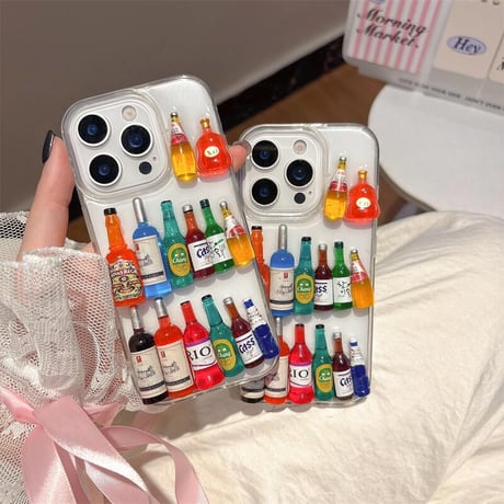 CUTECASE酒ボトル iPhone16/16proケース かわいい iPhone15plus/14pro/13カバー 頑丈個性ファッション CM5401