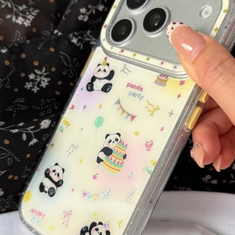 CUTECASE パンダ iPhone17pro/17ケース グリップ付き iPhone16/15promax/14ケース かわいい 多機能便利CM6271