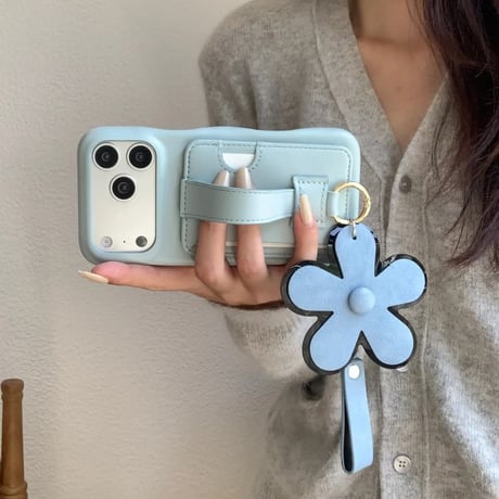 CUTECASE カード入れ付きiPhone17Promaxケース ベルト付き レザー製 iPhone17Pro/16Pro/15pro/14ProMaxケース 花ストラップCM6411
