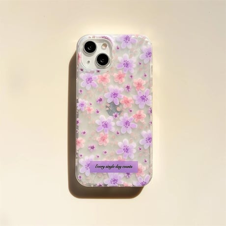 CUTECASE 花柄 iPhone15pro/15ケース パープルカラー iPhone14promax/13pro/12ケース かわいい 女子力アップCM4444