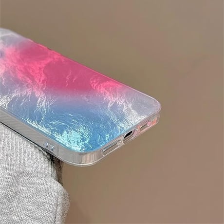CUTECASE ぼかしカラー iPhone15/15proケース パールストラップ付 アイフォン14pro/13promax/12ケース 可愛い キラキラCM4467