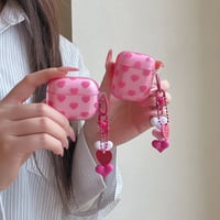 CUTECASE ハート柄 Airpods Pro3ケース バラ色 Airpods 4/3カバー AirpodsPro2/1 ハートキーホルダー 甘めコーデCM6330