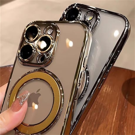 CUTECASEiPhone16Pro/16ProMaxケース MagSafeリングスタンド iPhone15Pro/14/13ケース レンズカバー 黄ばまない CM4641