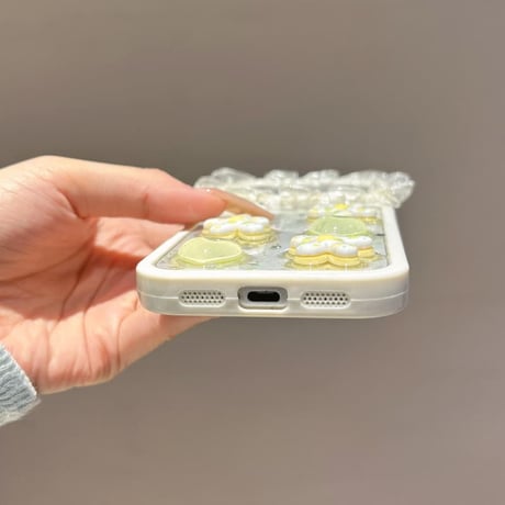 CUTECASE レースiPhone17Promaxケース 花/ハートデコ キラキラ感 iPhone16Pro/15/14ProMaxカバー 可愛い 女子ファッション CM6200