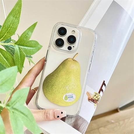 CUTECASE 梨柄 iPhone16pro/16ケース 丈夫 iPhone15pro/14/13promaxカバー 黄ばまない透明ケース 大人可愛い CM5529