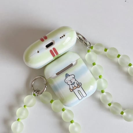 CUTECASE 淡色系猫/犬ちゃん AirpodsPro3ケース ビーズストラップ Airpods4/3カバー pro2/Pro1ケース 可愛い お揃いCM6482