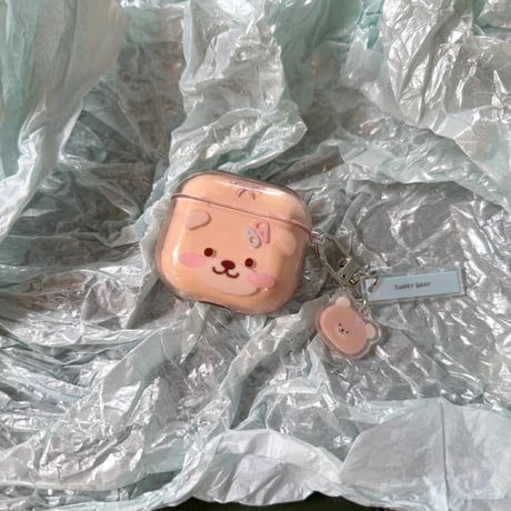 CUTECASEクマさん Airpods Pro3ケース 半透明 Airpods4/3カバー pro2/pro1 リング/キーホルダー 大人可愛いCM6116