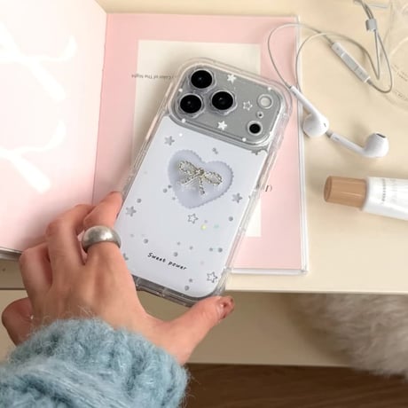 CUTECASE ジュエリーリボン iPhone17/17Proケース 花型カメラカバー iPhone17Promax/16Pro/15カバー ガールズに人気 CM5957