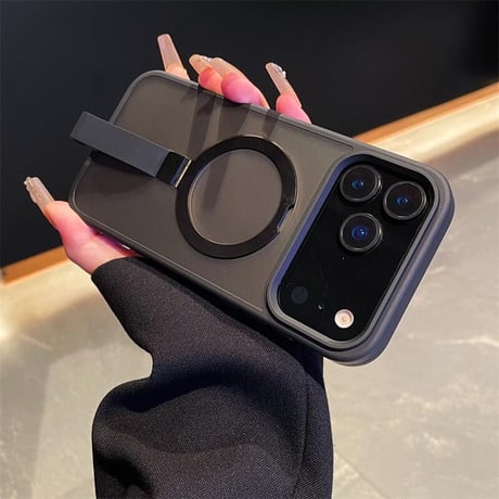 CUTECASE iPhone17Pro/17ProMaxケース Magsafe充電リングスタンド付 iPhone16Pro/15Plus/14カバー 指紋防止 高品質 落下防止ベルト CM5539