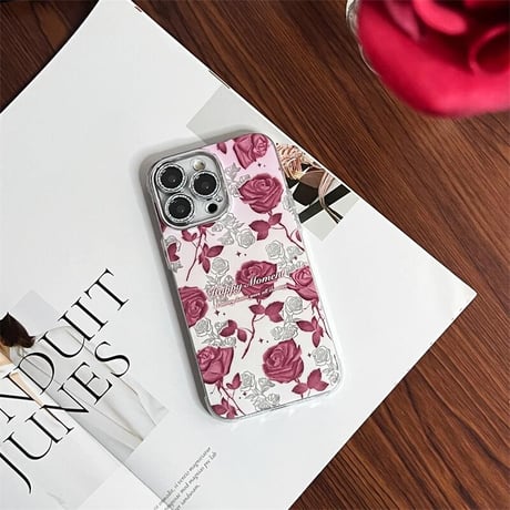 CUTECASE 薔薇柄 お母さんにバラを iPhone15/15proケース キラキラレンズ iPhone14/13pro/12ケース おしゃれ きれいCM4018