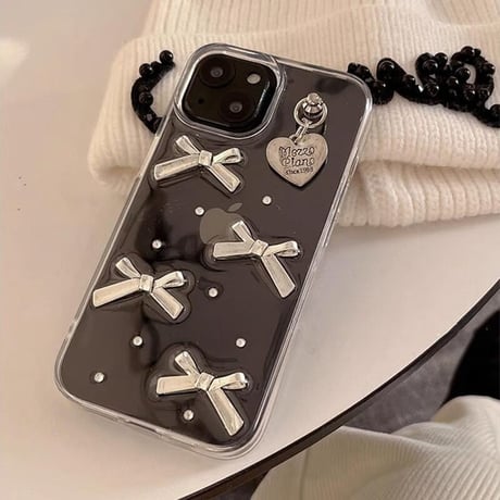 CUTECASE透明柔らかい殻リボン人気の要素女子力アップ iPhone15/15proケース リボン/ハートデコ iPhone14/13pro/12クリアケース かわいい きれいCM3898