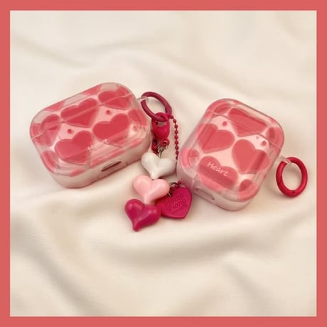 CUTECASE ピンクハート柄 AirPods Pro 3ケース グラデーション Airpods 4/3ケース Airpods Pro 2カバー キーホルダ付 可愛い 女子に人気CM5991