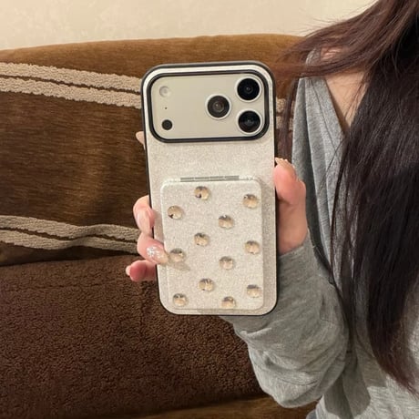 CUTECASE ダブルミラースタンド付 iPhone17Pro/17ケース ダイヤとラメいり iPhone16Promax/15pro/14ケース キラキラ感 高品質CM6356