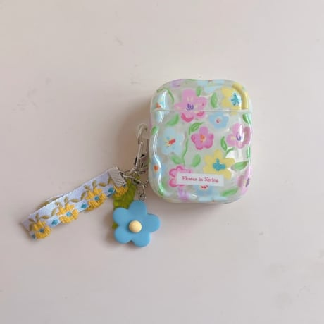 CUTECASE 花柄 Airpods Pro3ケース 花ストラップ Airpods 4/3カバーケース AirpodsPro2/1 うねうね 女子力高い 春コーデ CM6136