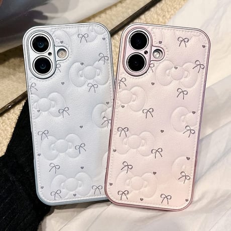 CUTECASE リボン柄 iPhone17/17Proケース 淡色系 iPhone17promax/16Pro/15ケース レンズフイルム付き 大人可愛い CM5894