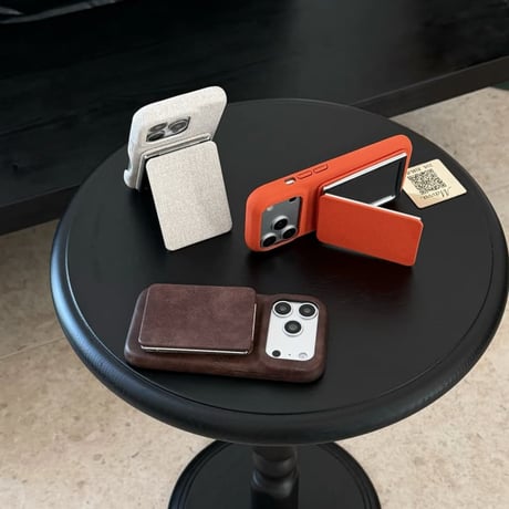 CUTECASE ダブルミラー iPhone17Pro/17ケース スタンド機能 レザー/布 上品 iPhone17ProMax/16Pro/15ケース 高品質 頑丈 人気 CM5974