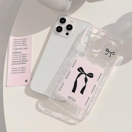 CUTECASE カード収納 iPhoneケース リボン柄 アイフォン15pro/14promax/13/12/SEカバー 便利 持ち運びやすい CM4470