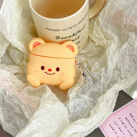 CUTECASE熊ちゃん Airpods3/pro2ケース かわいいシリコン Airpods2/proカバー リング付 可愛い ギフトに最適CM4411