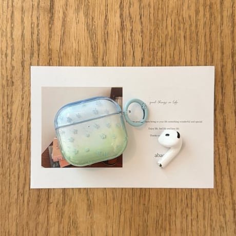 CUTECASE グラデーションカラー AirpodsPro3ケース 花柄 Airpods4/3カバー AirpodsPro第2/1世代 リング付 可愛いCM6365