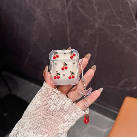 CUTECASE リボン/サクランボ AirPods Pro3ケース キラキラ感 Airpods4/3ケース AirpodsPro2カバー キーホルダー付 ギフトにおすすめ CM6001