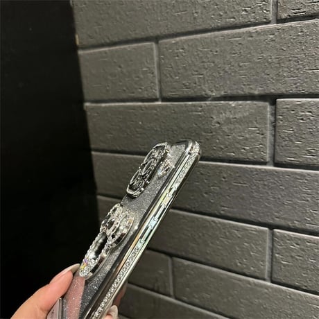 CUTECASE鏡付き iPhone16/16proケース スタンド付 iPhone15plus/14/13promaxカバー ジュエリーデコ 美しい かわいい CM5382