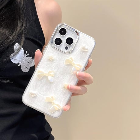 CUTECASE リボン アイフォン15Pro/15ケース エレガント iPhone14promax/13/12proケース トレンドファッションCM4445