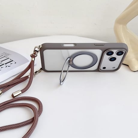 CUTECASEショルダーストラップ付 iPhone17ProMax/17ケース MagSafe対応 360度回転スタンドiPhone17Proカバー 耐衝撃 高品質 CM5709