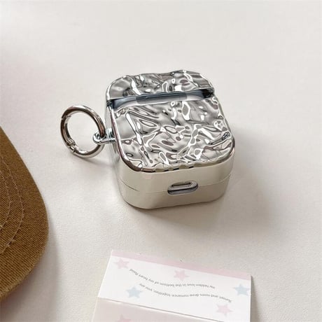 CUTECASEAirpods 4ケース ハート鏡 薔薇柄 Airpods3/Pro2ケース airpodspro2カバー シルバー 女子力高い リング付CM5211