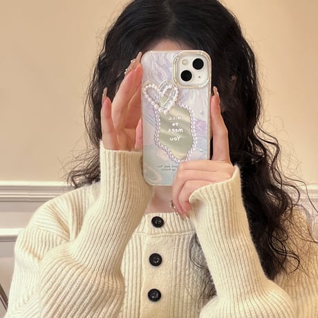 CUTECASE不規則な鏡人気の要素 うねうね 鏡付 iPhone15/15Proケース キラキラグリッター iPhone14/13Pro/12ケース きれい 便利 丈夫 C6019