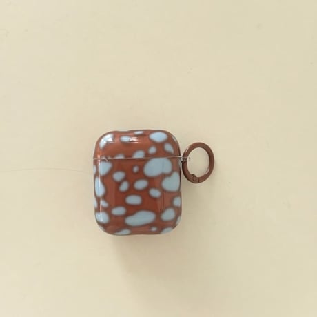 CUTECASE カラーブロッキング AirpodsPro3ケース ブラウン/ブルー エアポッズ4/3 AirpodsPro2/Proカバー 皮ストラップ シック ギフトにおすすめ CM6184