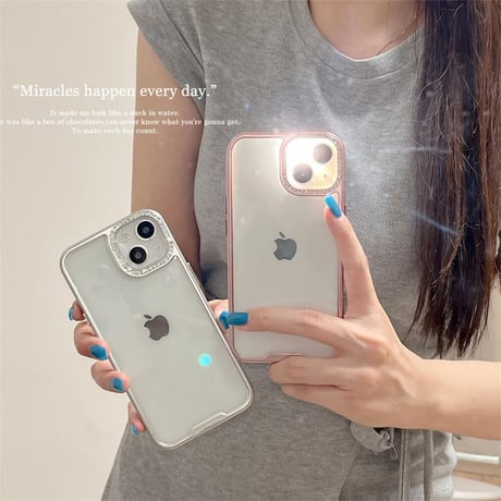 CUTECASE高級感たっぷり iPhone15プロ/15カバー ジュエリー ラメ枠 iPhone14pro/13promaxケース 高品質 CM4548