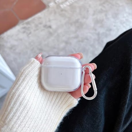 CUTECASEAirpods4ケース 第4世代 クリア AirpodsPro2/Pro1カバー エアポッズ3/2 カラビナ付 シンプル 艶感CM4677