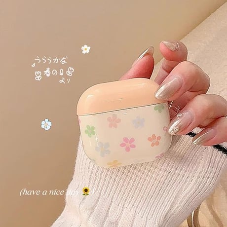 CUTECASE淡色系 Airpods 4ケース 花柄 Airpods3/Pro2ケース airpodsproカバー 可愛い 女子力高い CM5107