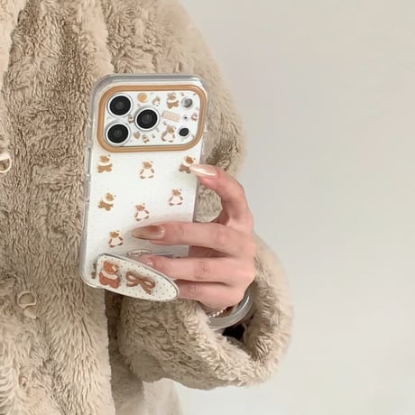 CUTECASE クマスタンド付 iPhone17Pro/17ケース カメラカバー付 iPhone17Promax/16Pro/15ケース かわいい プレゼントにおすすめCM6182