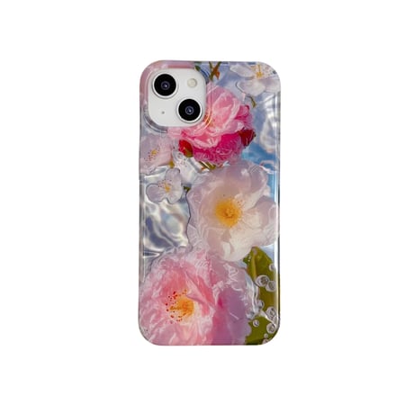CUTECASEフラワー花 iPhone15/15proケース 艶感 綺麗iPhone14/13/12proカバー 春夏コーデ 高級感 かわいいCM4052