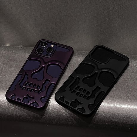 CUTECASEドクロ iPhone15pro/14promaxケース 透かし彫りスカル iphone13/12/11カバー カッコイイ メッキ 頑丈ギフトCM2311