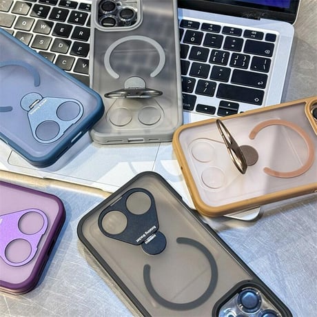 CUTECASEスタンドリング付 iPhone16promax/16eケース Magsafe充電 耐衝撃 iPhone15pro/14plus/13カバー 指紋防止 マット CM5486
