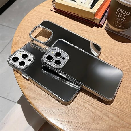 CUTECASE鏡 iPhone16pro/16カバー ジュエリーデコ iPhone14promax/13pro/12カバー メイク直し お洒落CM4577