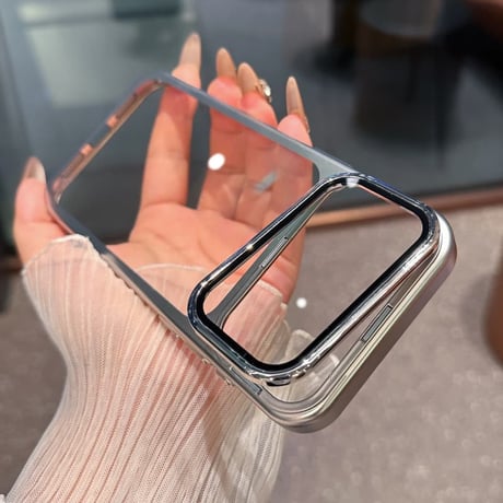 CUTECASEカメラカバースタンド一体 iPhone17ProMax/17Proケース 高透明メタル iPhone17/16Proカバー 黄ばまない 全体保護 CM5717