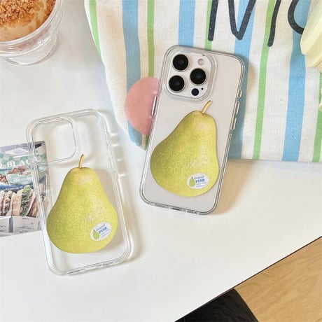 CUTECASE 梨柄 iPhone16pro/16ケース 丈夫 iPhone15pro/14/13promaxカバー 黄ばまない透明ケース 大人可愛い CM5529